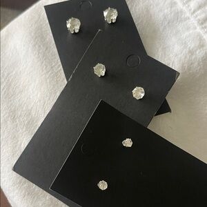 Elegant Silver Stud Earrings Set pack of 3 all 3 pairs you get